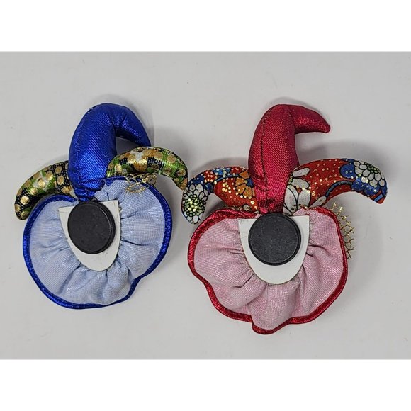 Vintage New Orleans Mardi Gras 1Red 1Blue Jester‎ Head Clown Magnet - Picture 2 of 5